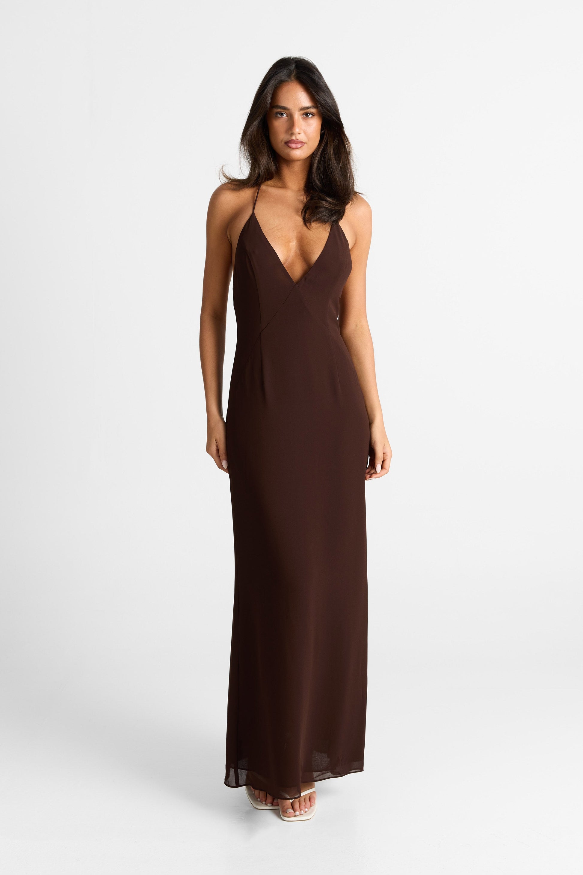 Elara Maxi Dress Chocolate