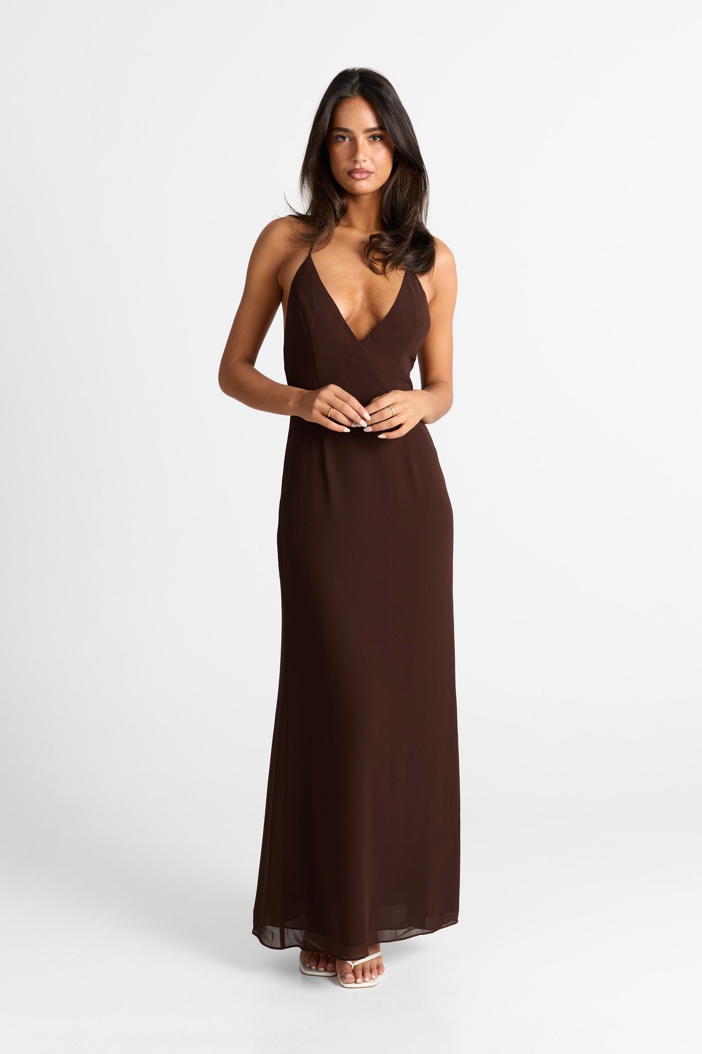 Elara Maxi Dress Chocolate