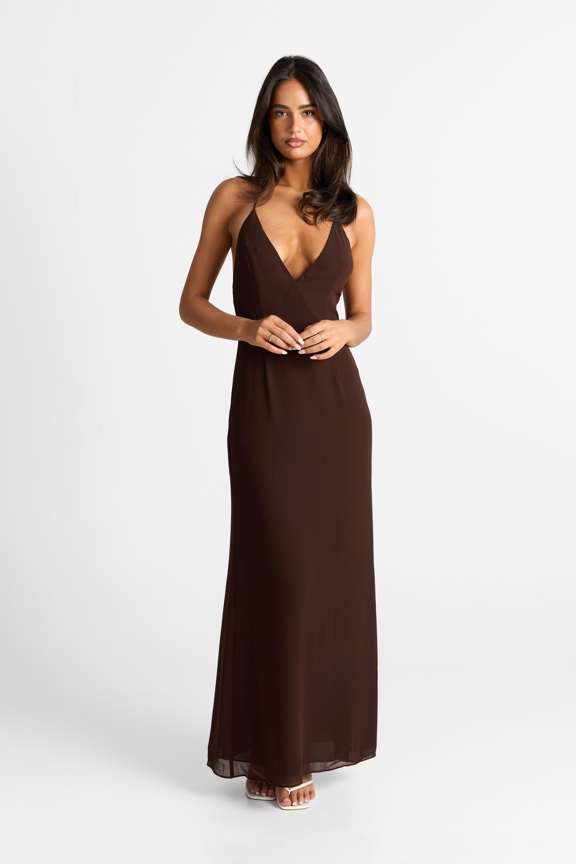 Elara Maxi Dress Chocolate