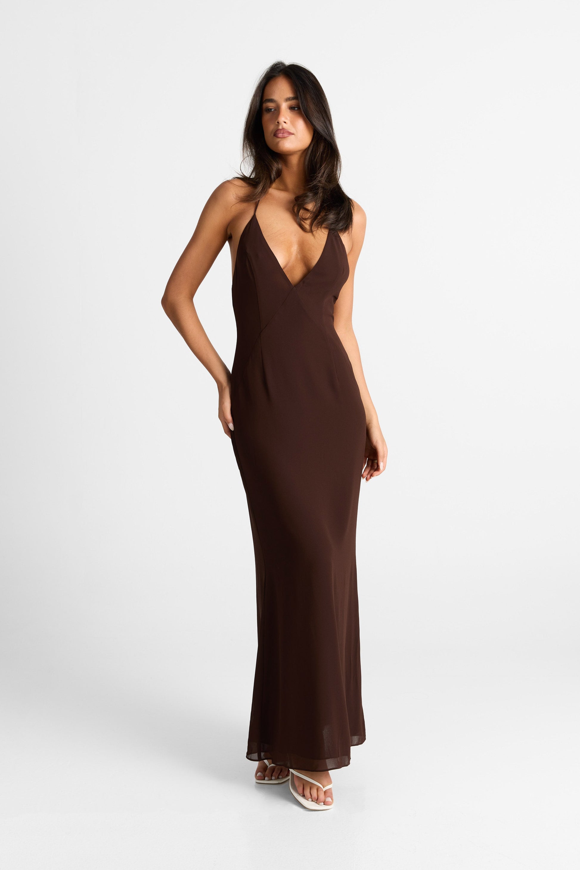 Elara Maxi Dress Chocolate