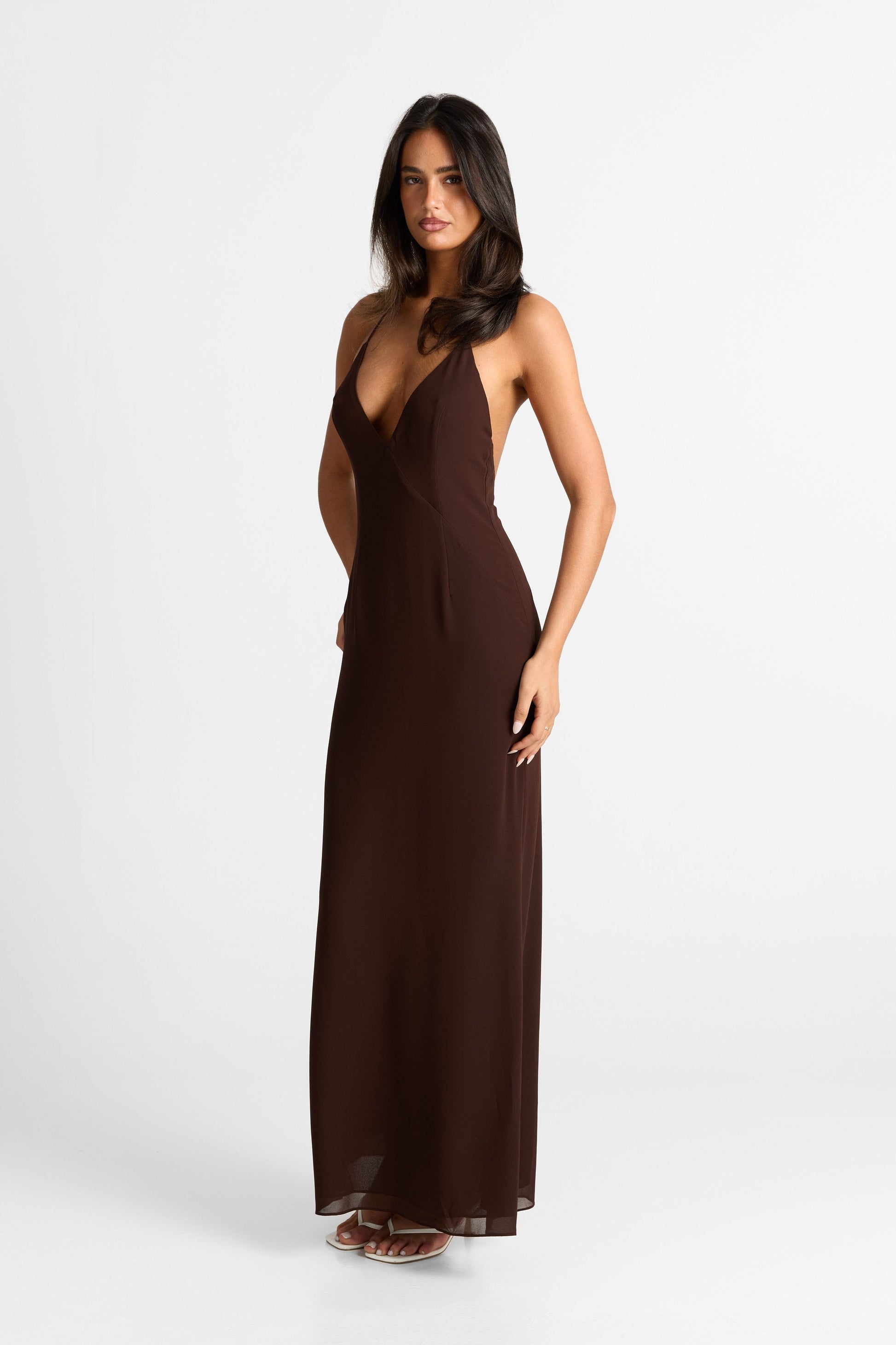 Elara Maxi Dress Chocolate