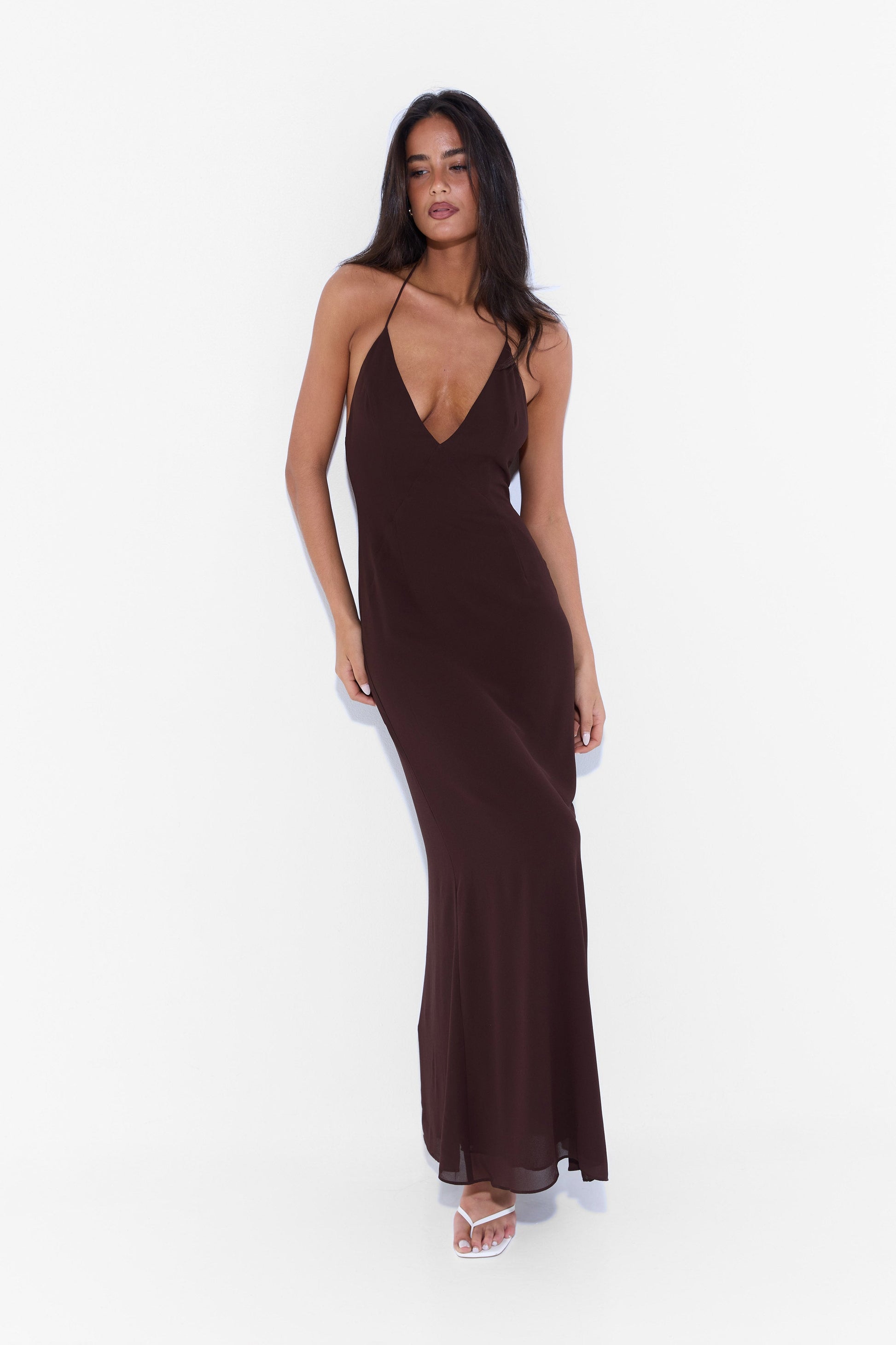 Elara Maxi Dress Chocolate