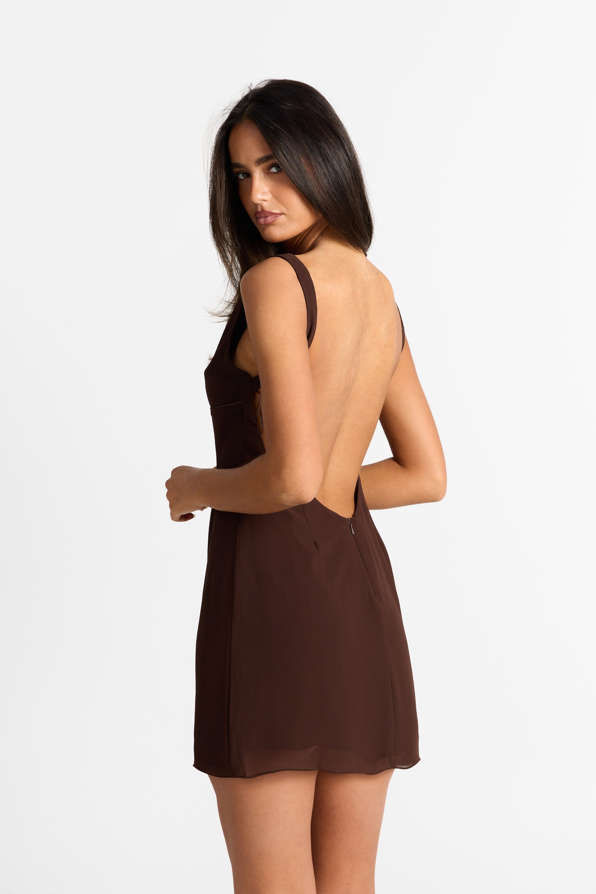 Elara Mini Dress Chocolate
